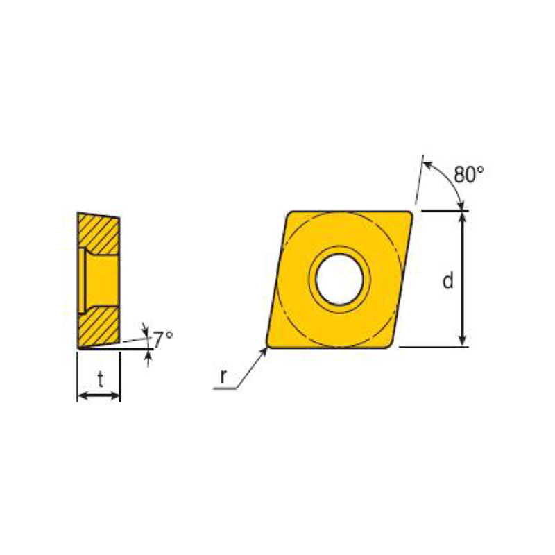  POZITIV7°UNG SPATE inserție RHOMBIC